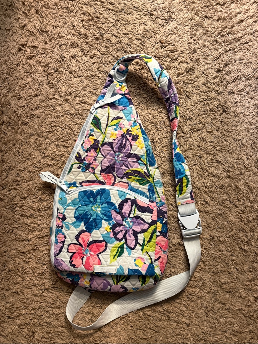 Vera Bradley Floral Quilted Crossbody Sling - Multi Pink Blue Purple